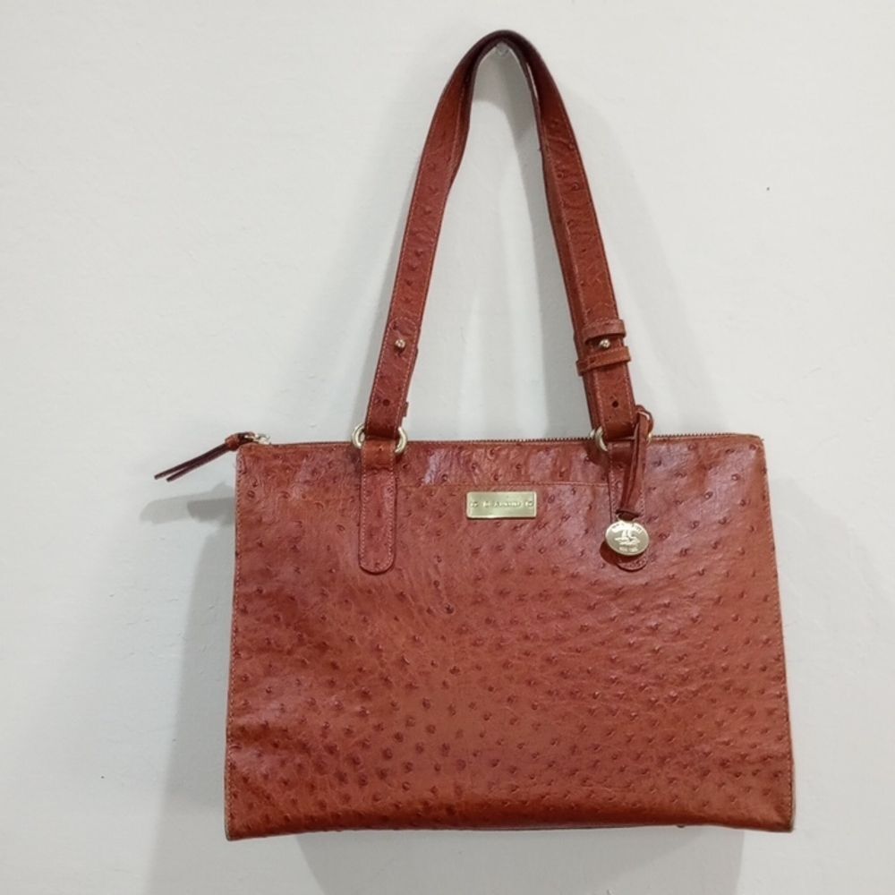 Brahmin Anywhere Tote Pecan Sidney Color Leather Purse/Tote with Dust Bag